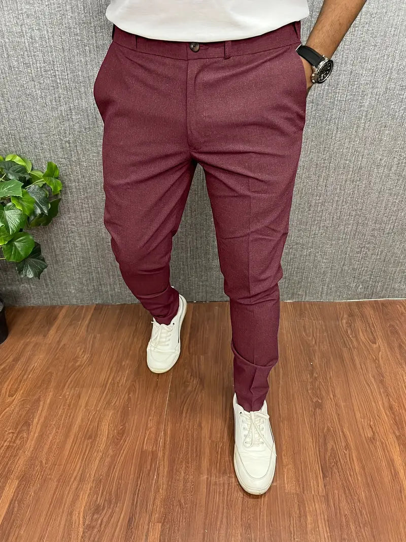 Spodnie Męskie Eleganckie Slim Fit Zwężane Nogawki