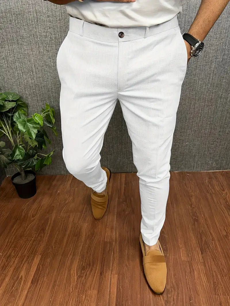 Spodnie Męskie Eleganckie Slim Fit Zwężane Nogawki