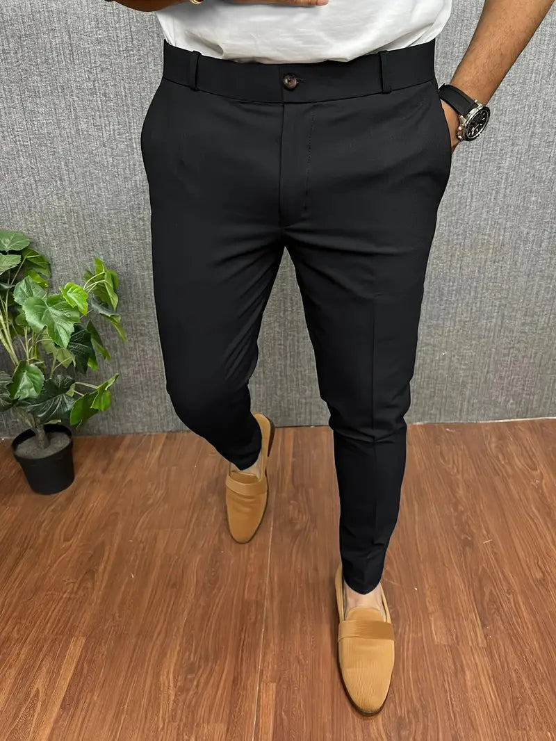 Spodnie Męskie Eleganckie Slim Fit Zwężane Nogawki