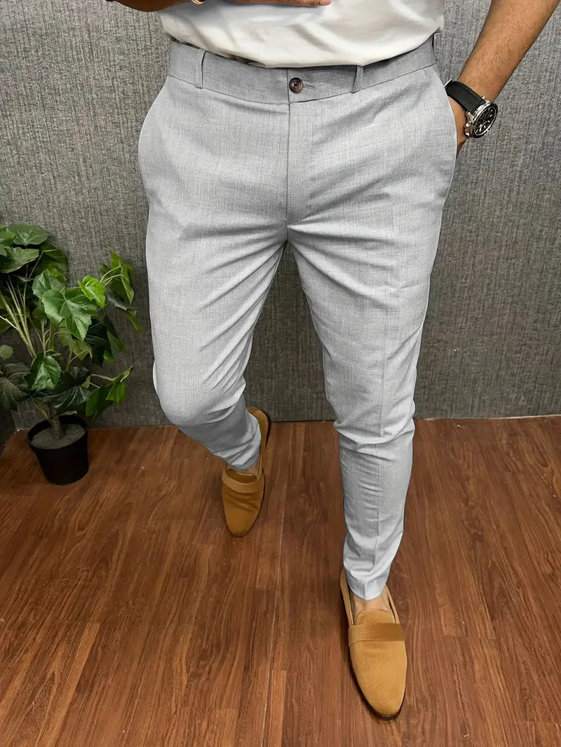 Spodnie Męskie Eleganckie Slim Fit Zwężane Nogawki