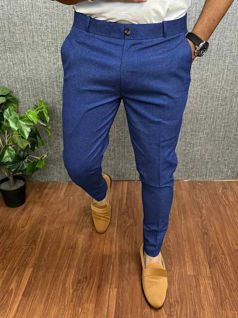 Spodnie Męskie Eleganckie Slim Fit Zwężane Nogawki