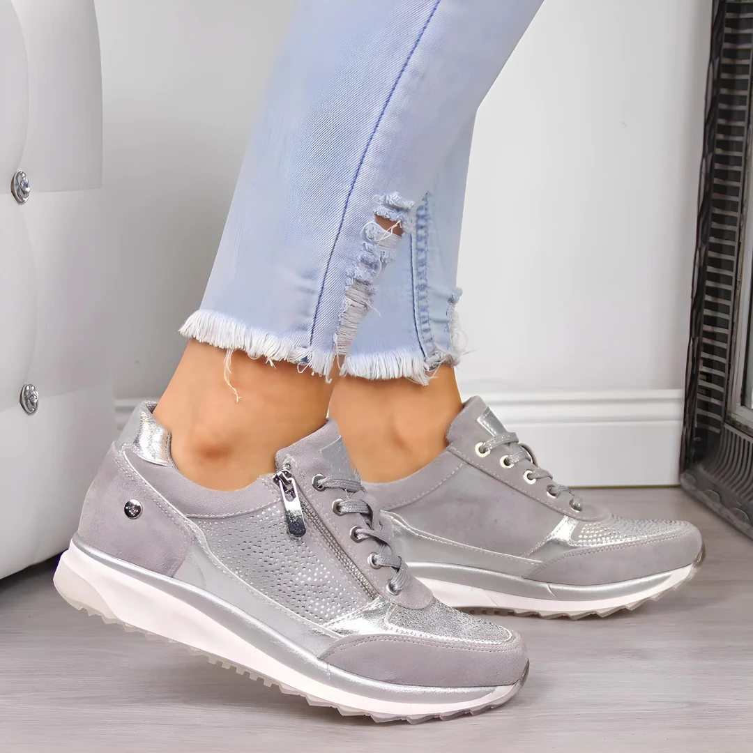 Buty Damskie Sznurowane Z Zamkiem