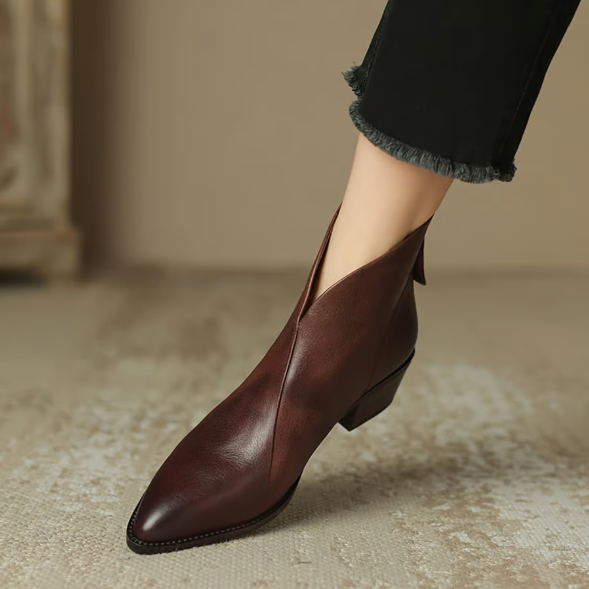 Buty Zimowe Damskie Botki Na Niskim Obcasie | Eleganckie Za Kostkę