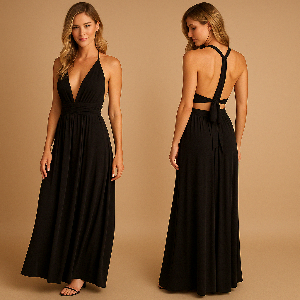 Elegancka Sukienka maxi damska halter z rozcięciem