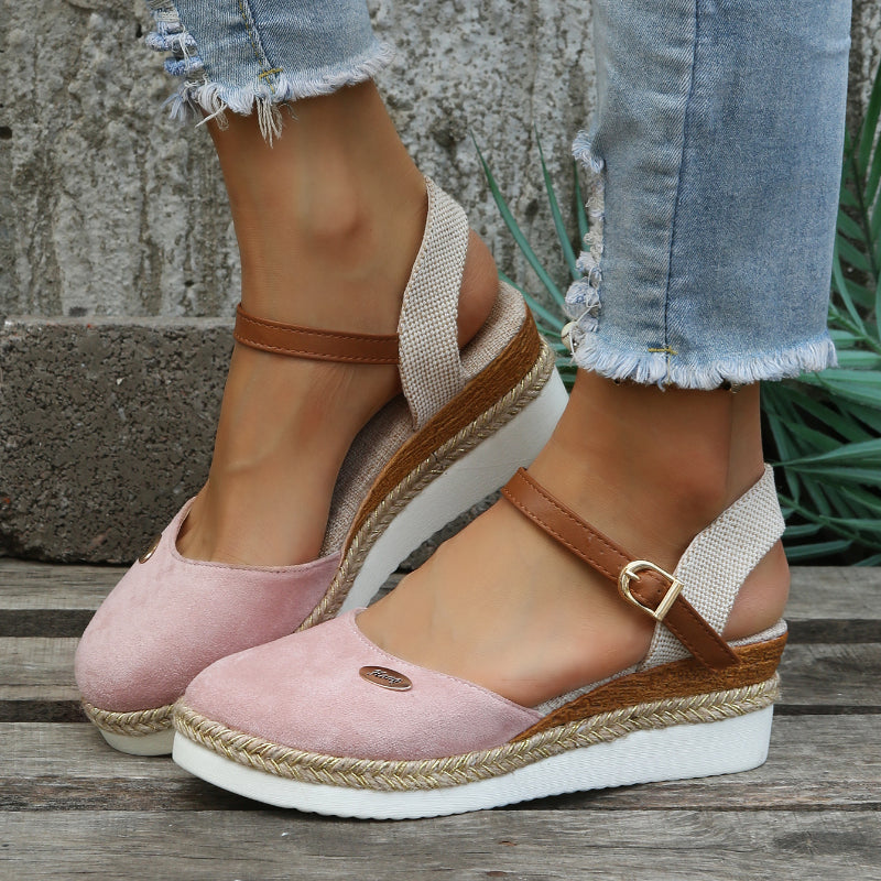 Espadryle Damskie Na Koturnie Z Paskiem Na Kostkę