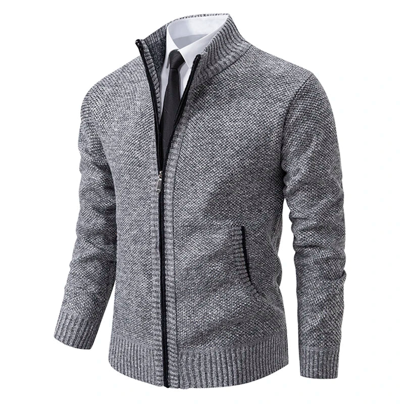 Męski Sweter Rozpinany Na Zamek | Stójka Kieszenie
