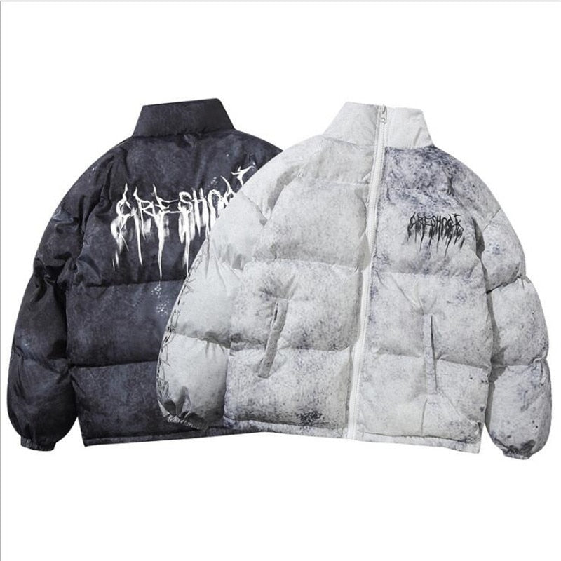 Męska Kurtka Zimowa Puchowa Streetwear Z Wysoką Stójką I Zamkiem