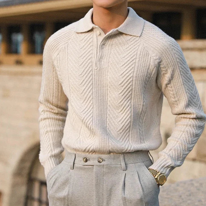 Męski Sweter Polo z Kołnierzem | Styl Casualowy