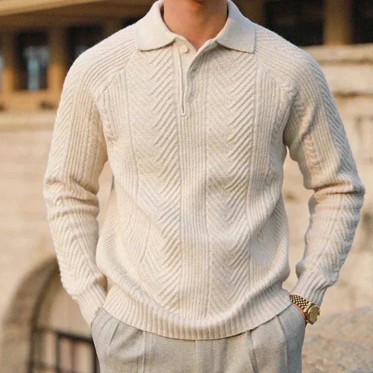 Męski Sweter Polo z Kołnierzem | Styl Casualowy
