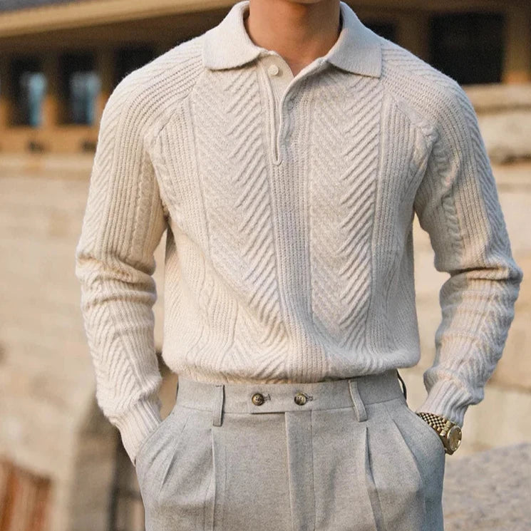 Męski Sweter Polo z Kołnierzem | Styl Casualowy