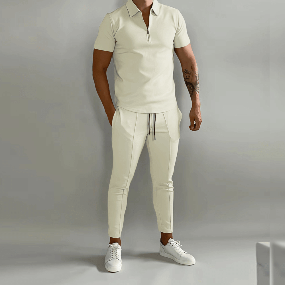 Komplet Męski Koszulka Polo I Spodnie Elegancko