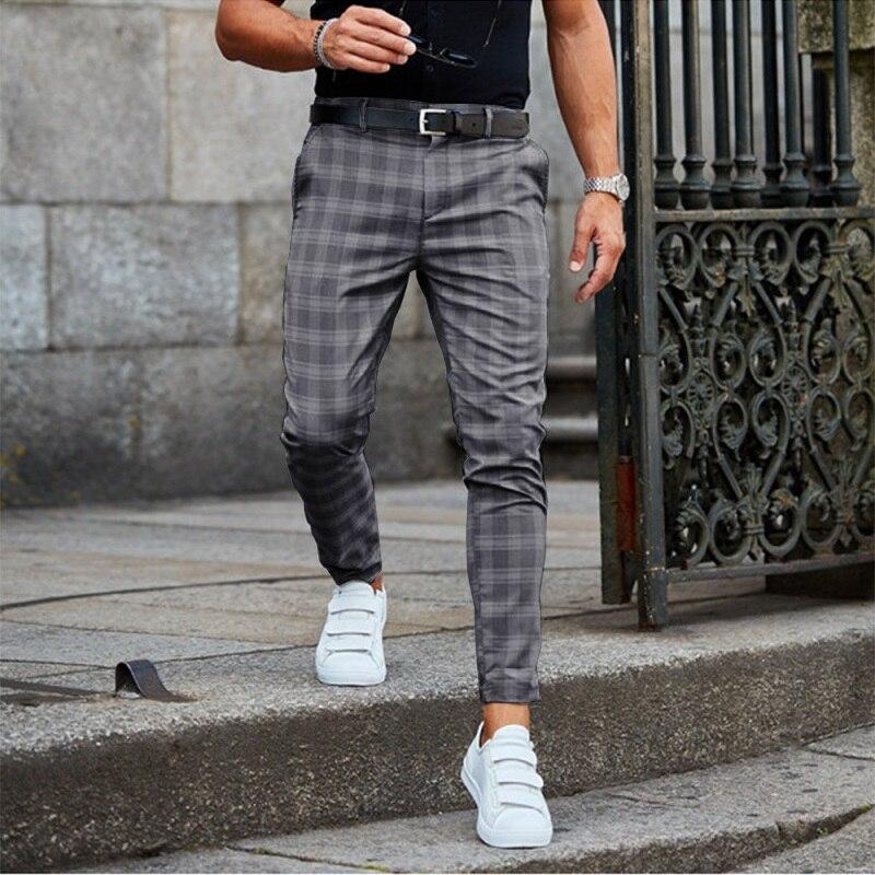 Spodnie męskie w kratę slim fit