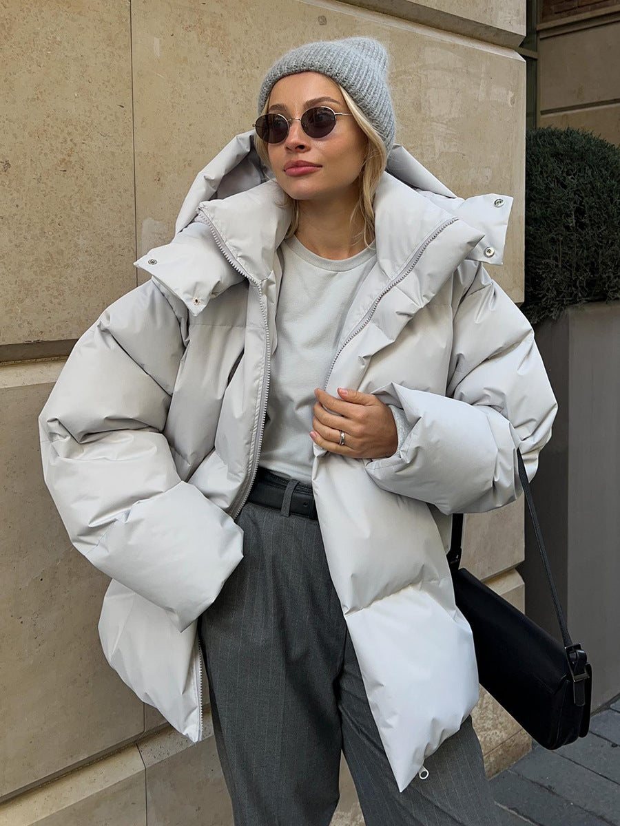 Kurtka Zimowa Damska Puchowa Puffer Z Kapturem Oversize