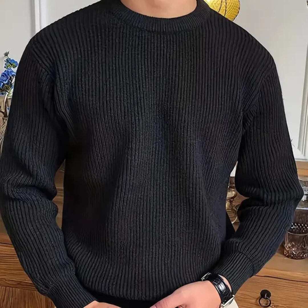 Męski Sweter Z Okrągłym Dekoltem | Fason Dzianinowy