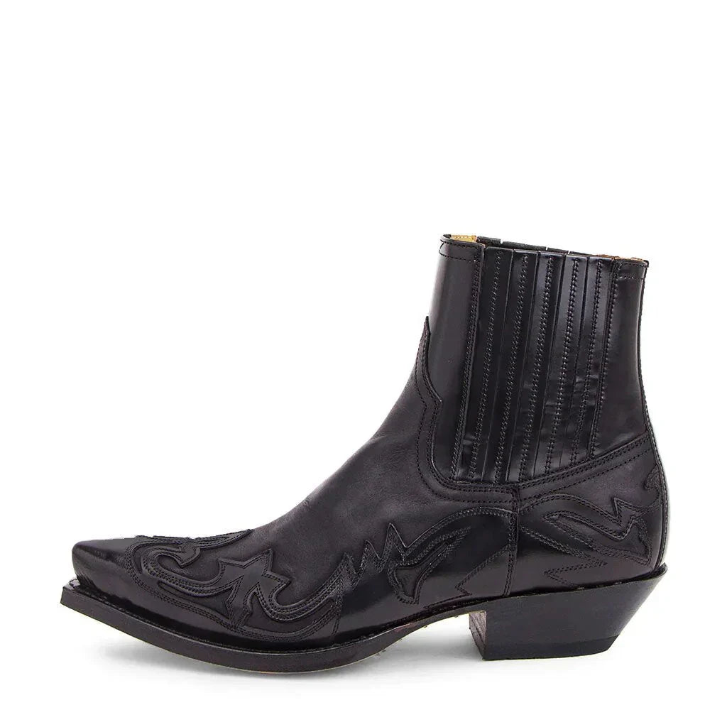 Buty męskie kowbojki skórzane za kostkę na obcasie
