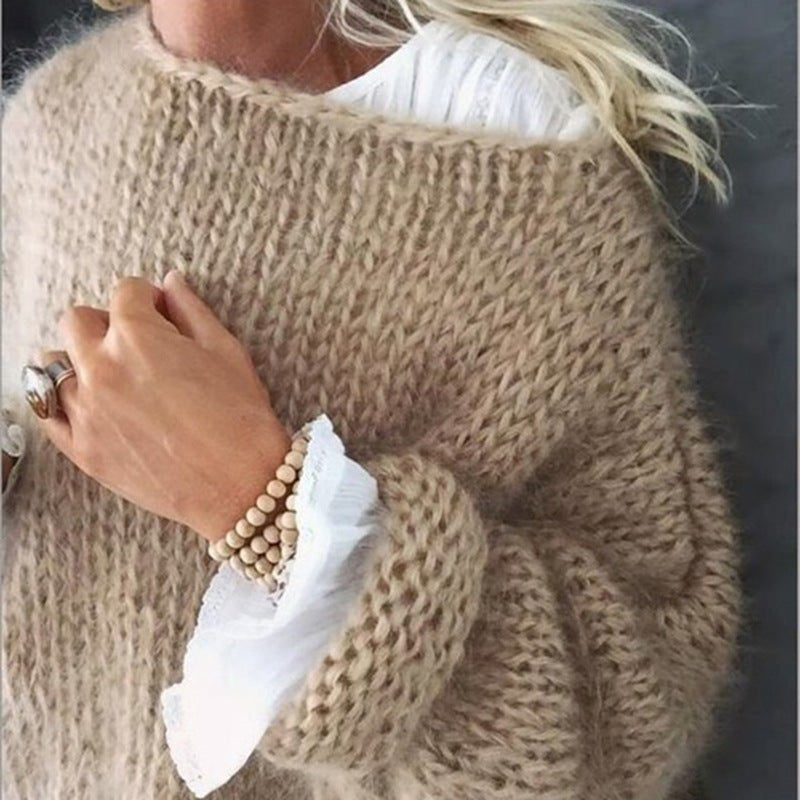 Ażurowy oversized sweter damski - Leah Hero
