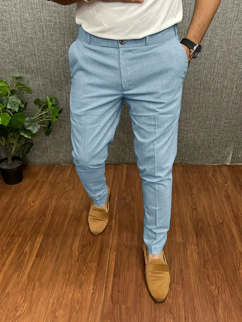 Spodnie Męskie Eleganckie Slim Fit Zwężane Nogawki