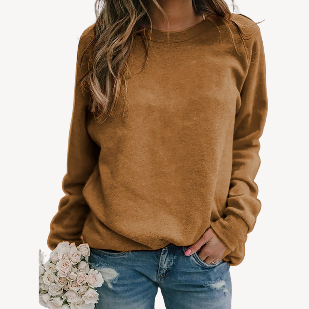Damski Sweter | Dzianinowy z Okrągłym Dekoltem Klasyczny Pullover