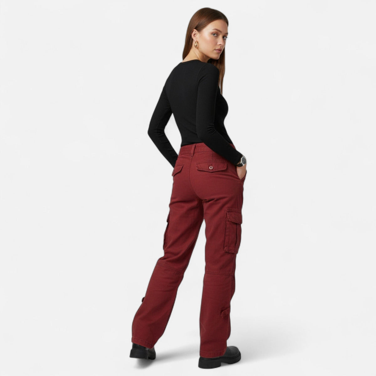 Casualowe spodnie cargo z szerokimi nogawkami damskie - Faye Lifestyle