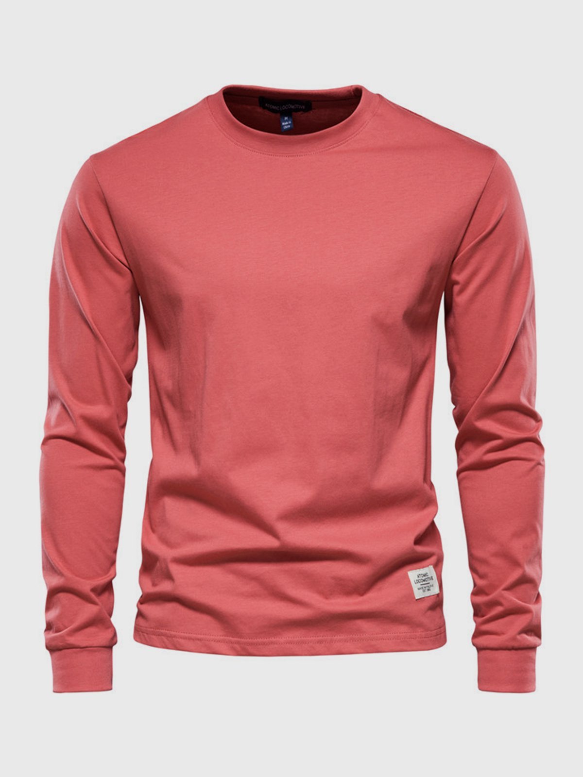Ciepły bawełniany longsleeve zimowy męski z prążkowanym mankietem - Arlo Close Up