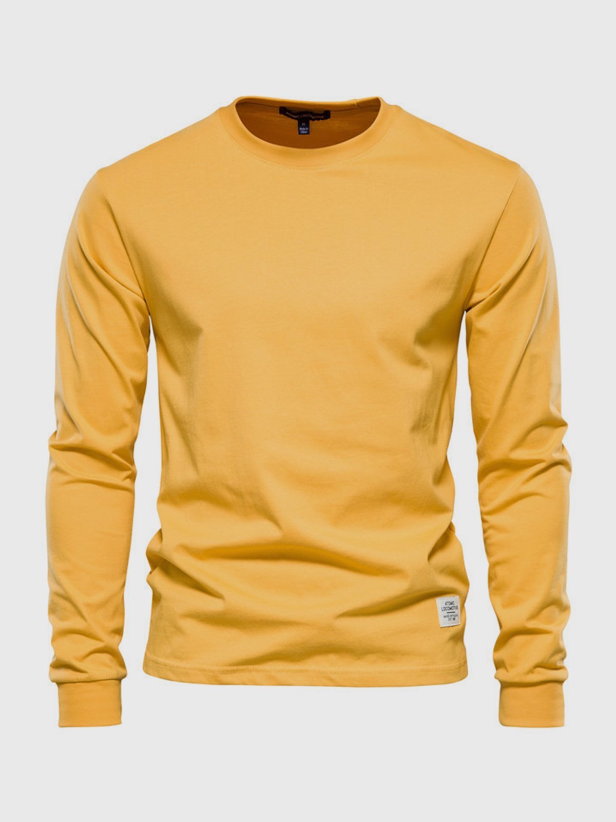 Ciepły bawełniany longsleeve zimowy męski z prążkowanym mankietem - Arlo Detail