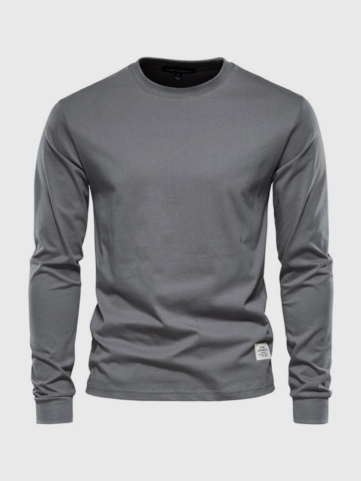 Ciepły bawełniany longsleeve zimowy męski z prążkowanym mankietem - Arlo Full