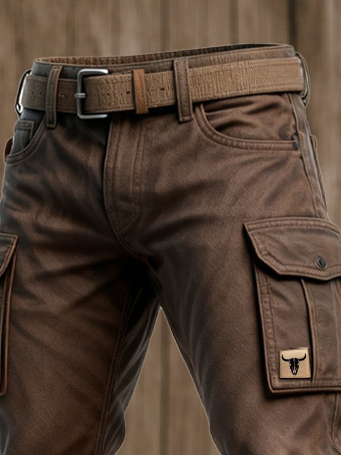Dopasowane spodnie cargo slim fit męskie - Jace Back