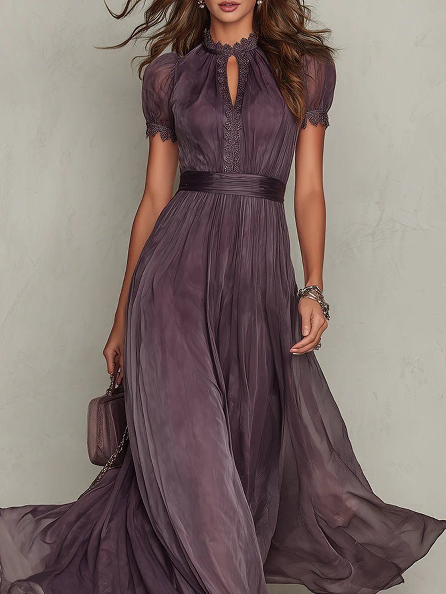 Elegancka sukienka maxi koronkowa damska - Thea Side