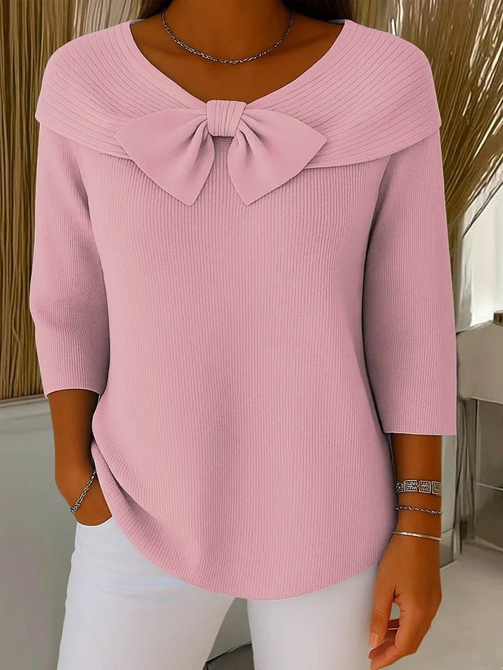 Elegancki sweter damski z kokardą - Vera Detail