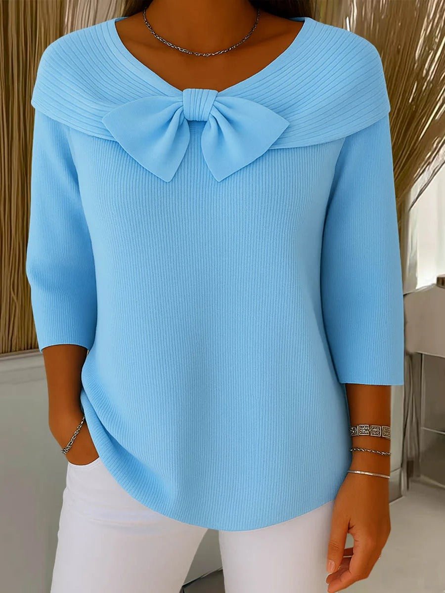 Elegancki sweter damski z kokardą - Vera Front