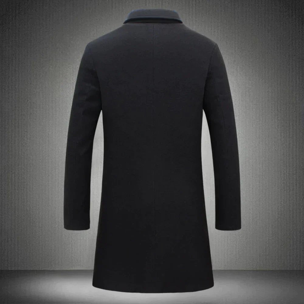 Elegancki wełniany płaszcz zimowy z kołnierzem - Kurt Front