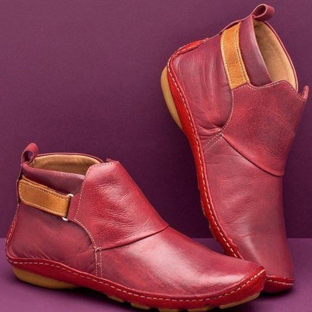 Eleganckie skórzane botki zimowe damskie - Gemma Side