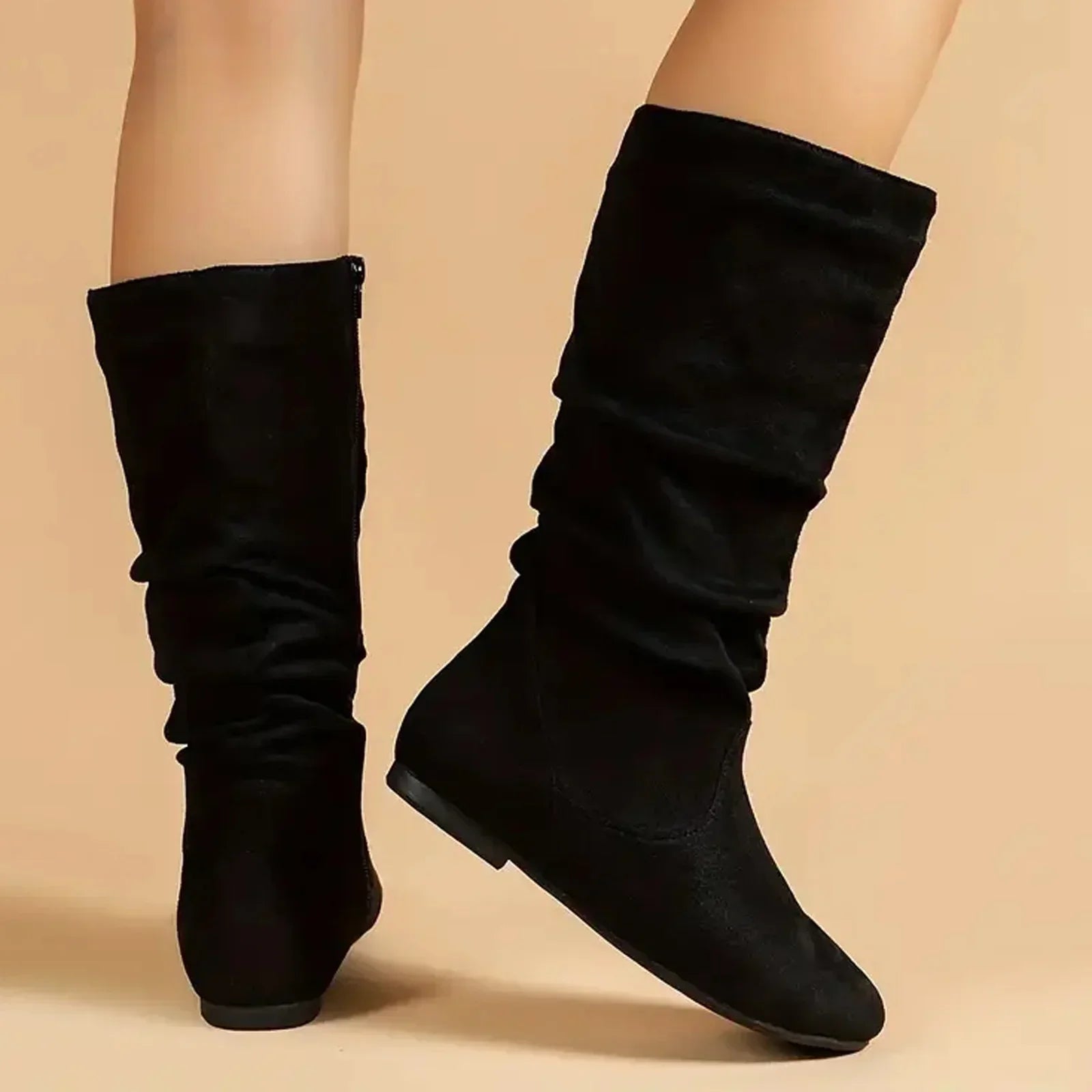 Damskie Buty Zimowe | Botki z Marszczeniami Kozaki Styl Codzienny