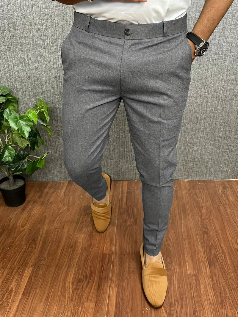 Spodnie Męskie Eleganckie Slim Fit Zwężane Nogawki