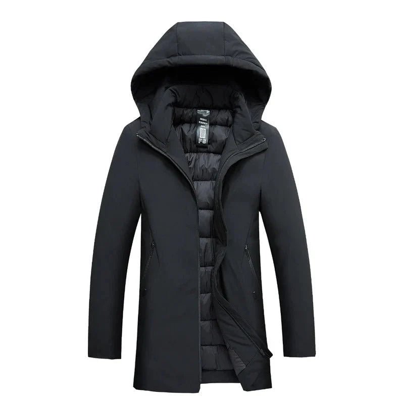 Lekka kurtka zimowa parka męska z kapturem - Hayes Side