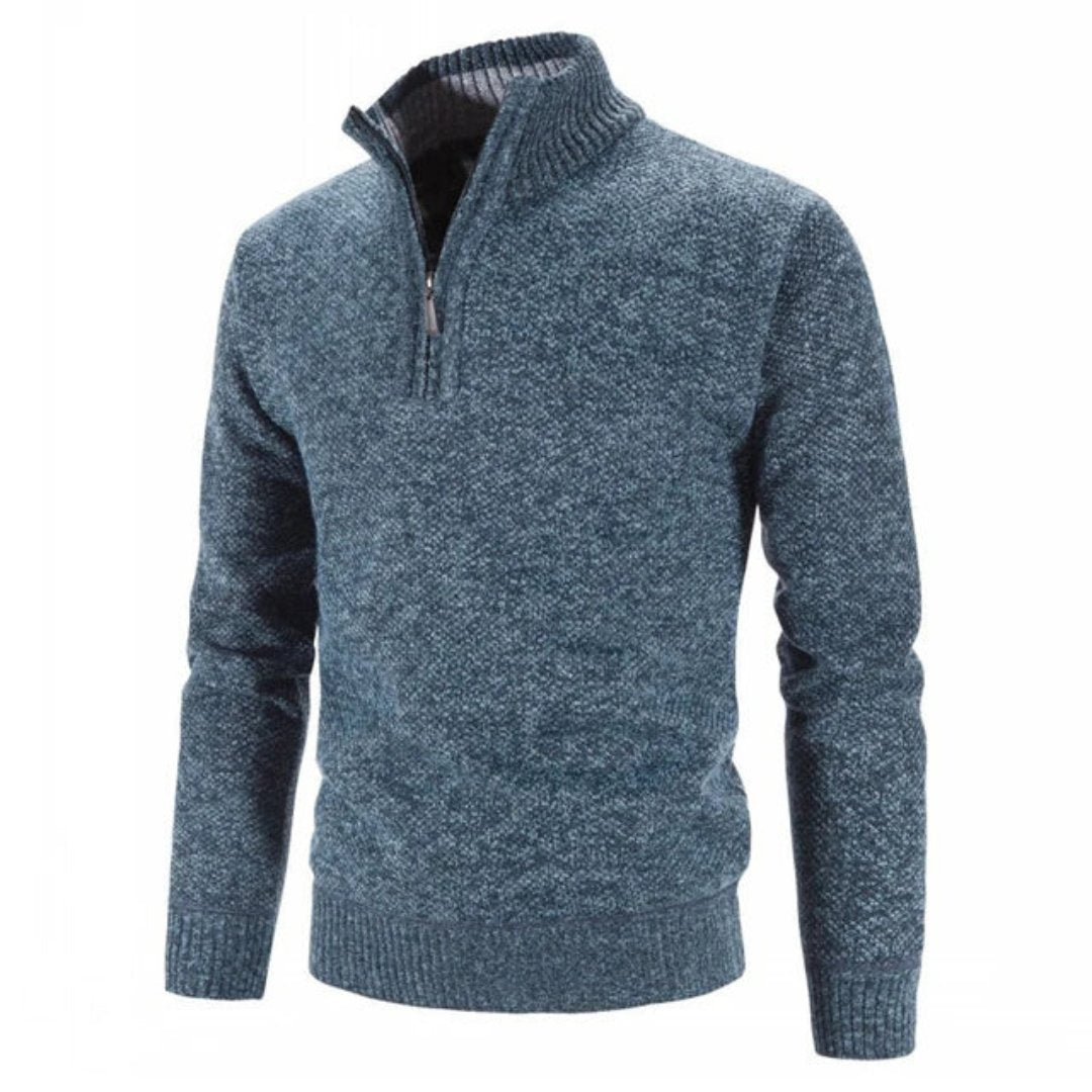 Miękki dzianinowy sweter z zamkiem męski - Kurt Back