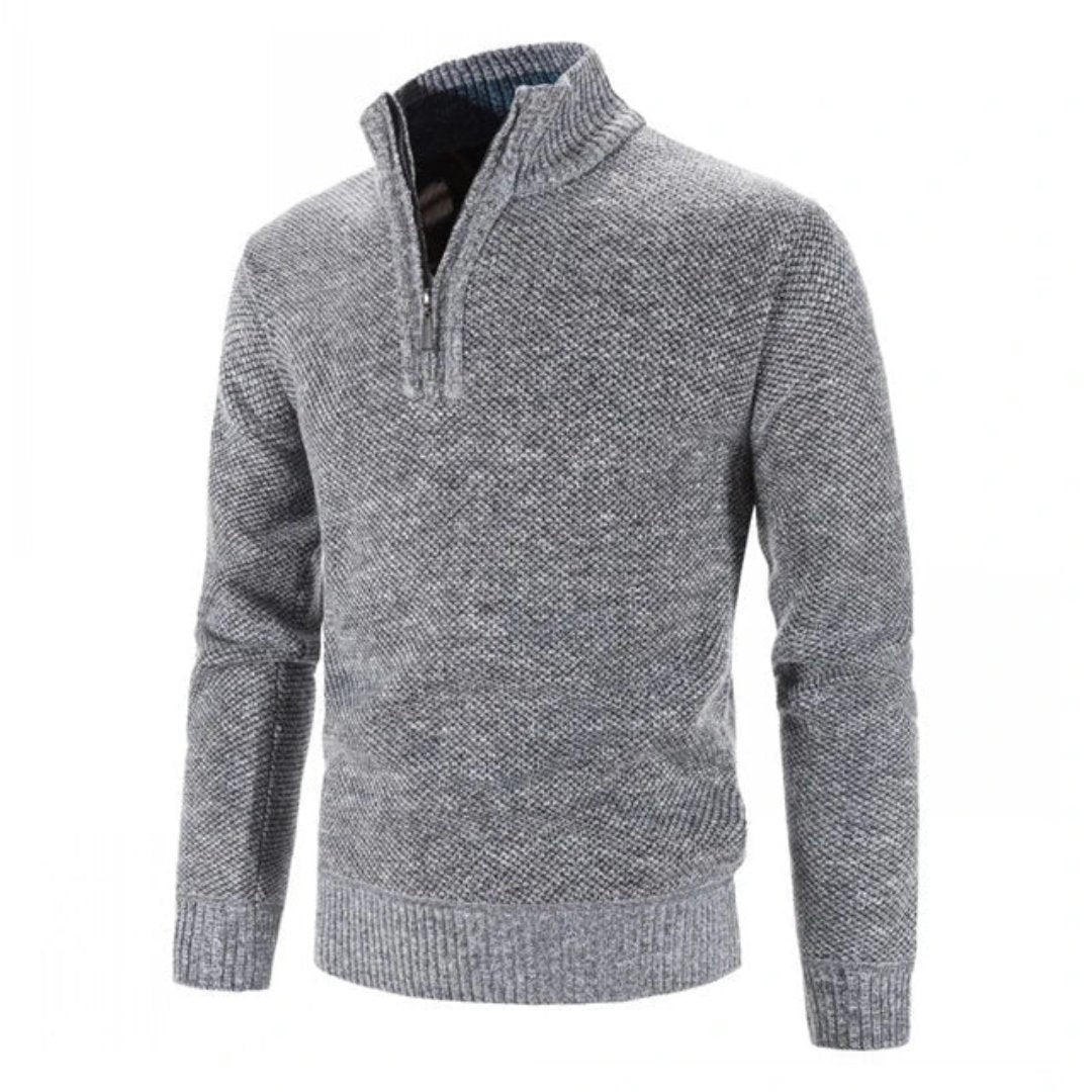 Miękki dzianinowy sweter z zamkiem męski - Kurt Front