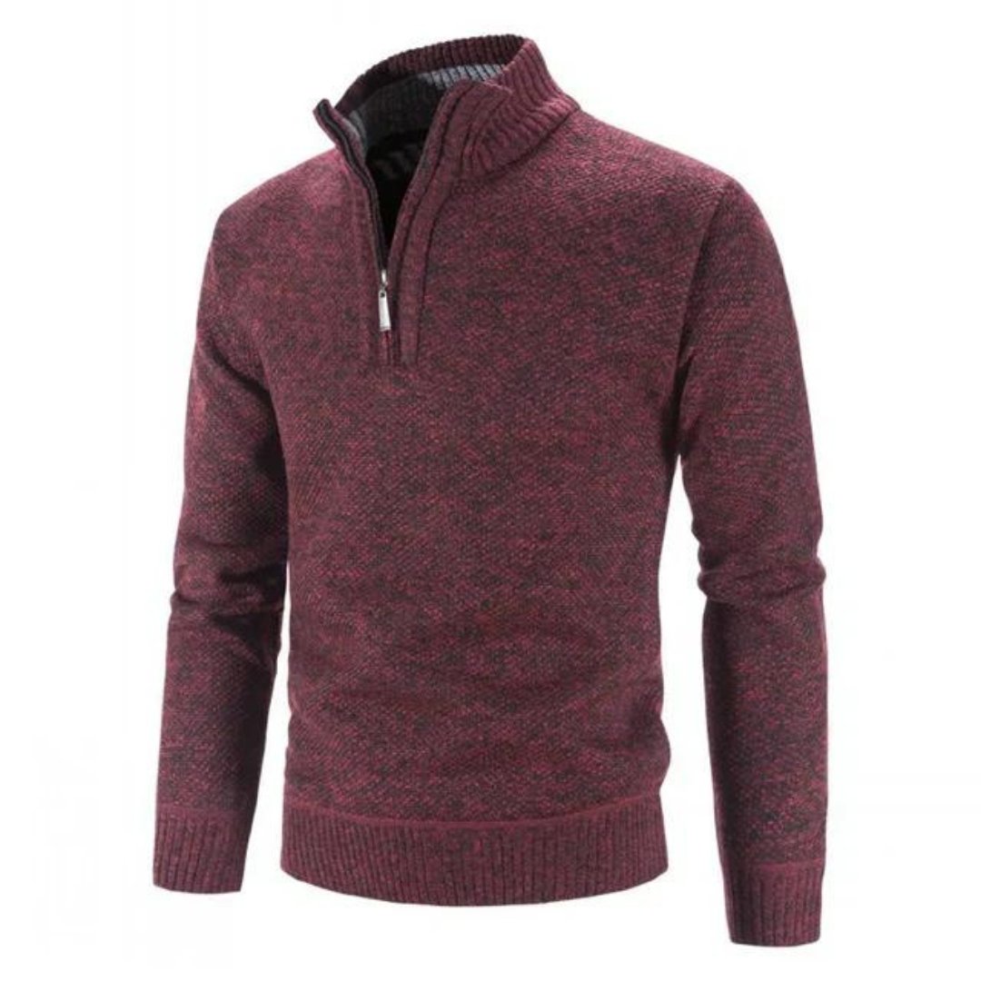 Miękki dzianinowy sweter z zamkiem męski - Kurt Hero