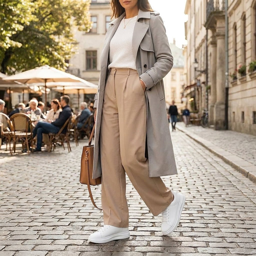 Minimalistyczne białe skórzane sneakersy damskie na platformie - Vera Hero