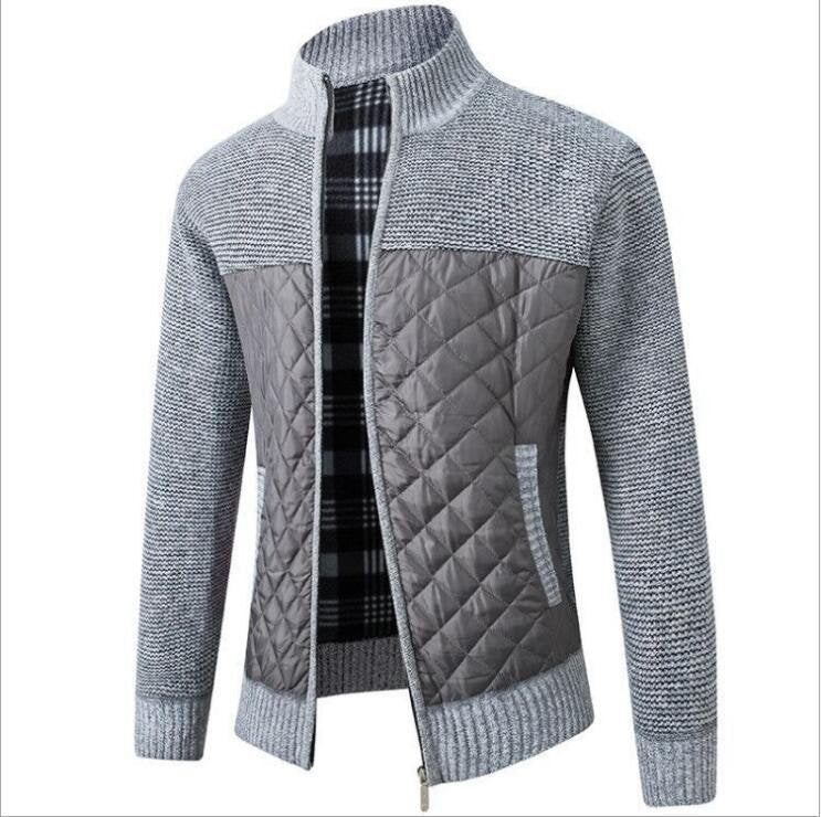 Pikowana bluza męska z kołnierzem i zamkiem - Hayes Back