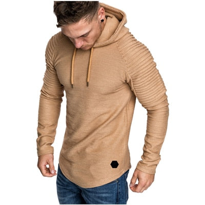 Sweter Męski Z Kapturem Prążkowane Rękawy Dopasowany Krój