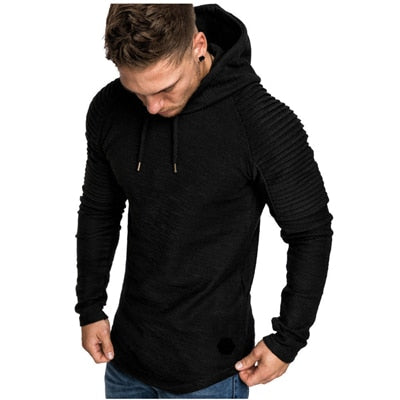 Sweter Męski Z Kapturem Prążkowane Rękawy Dopasowany Krój