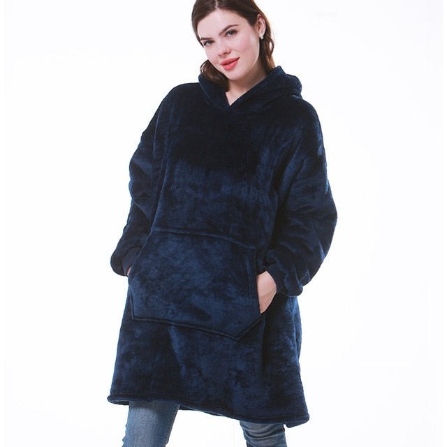 Przytulna bluza-koc oversized damska z kapturem - Lexi Full