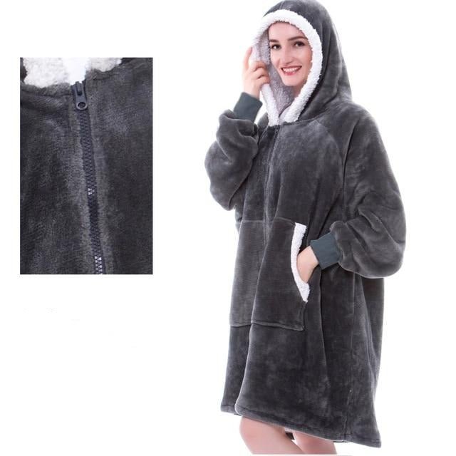 Przytulna bluza-koc oversized damska z kapturem - Lexi View 14