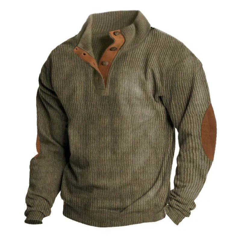 Retro sweter jesienno-zimowy męski z łatkami - Oskar Front