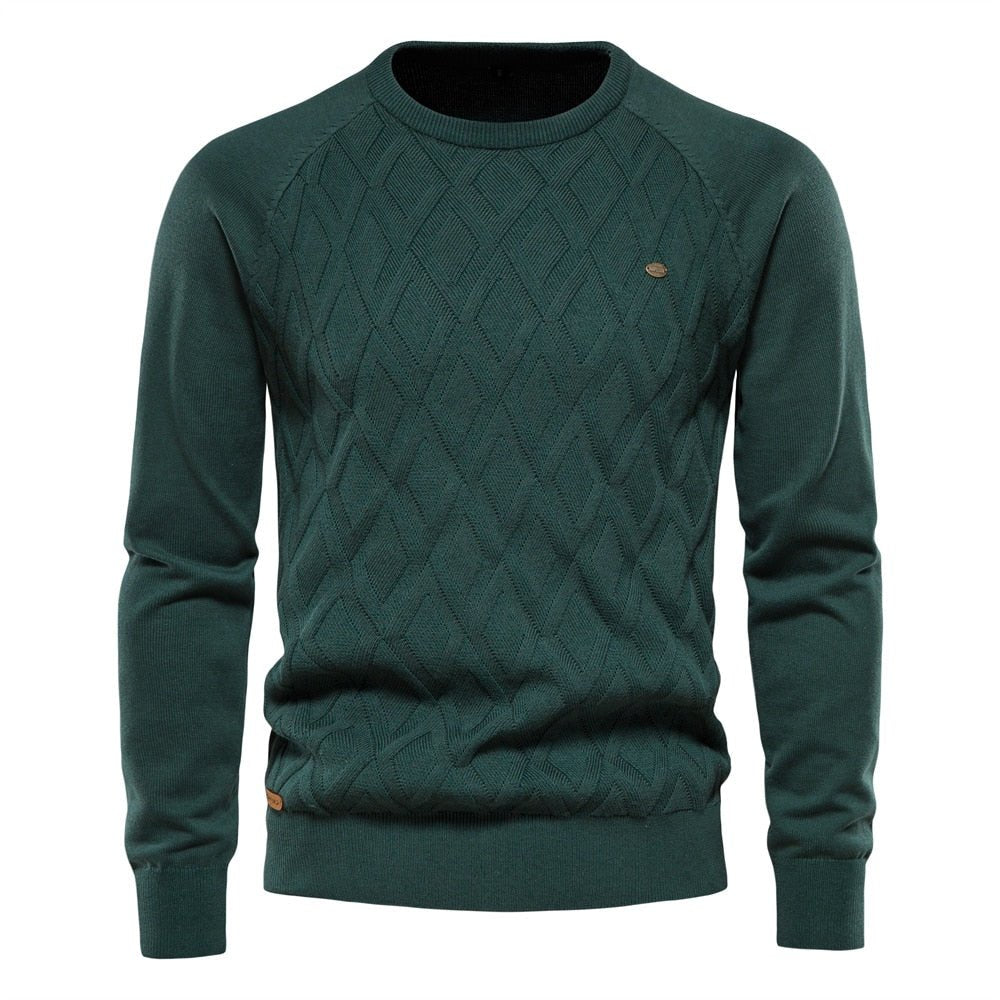 Sweter męski z diamentowym wzorem - Felix Detail