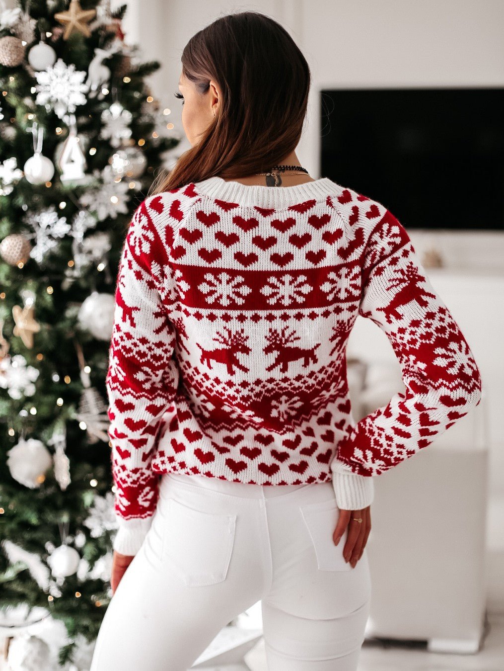 Świąteczny zimowy sweter męski w renifery - Owen Front