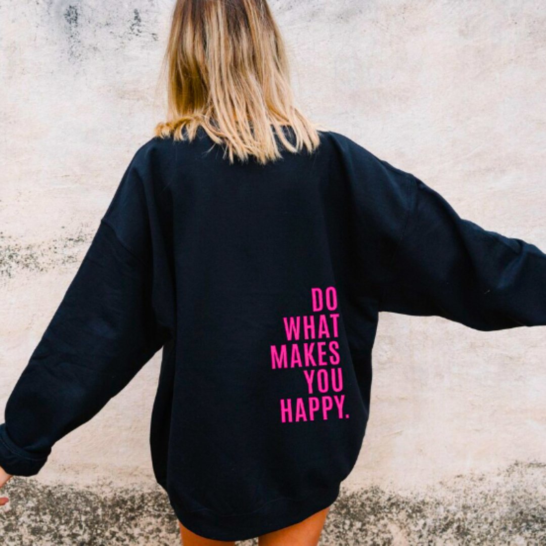 Zimowa bluza oversize damska z nadrukiem na plecach - Lexi Side