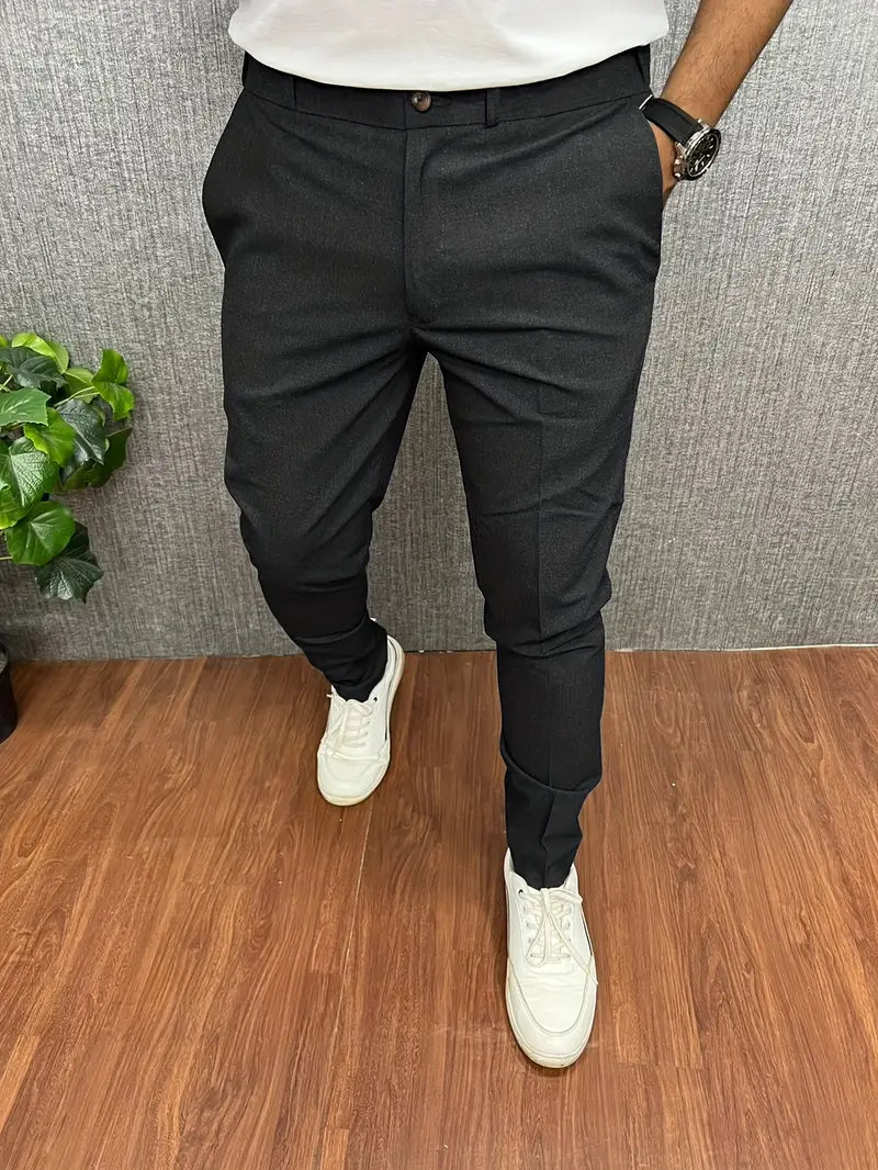 Spodnie Męskie Eleganckie Slim Fit Zwężane Nogawki