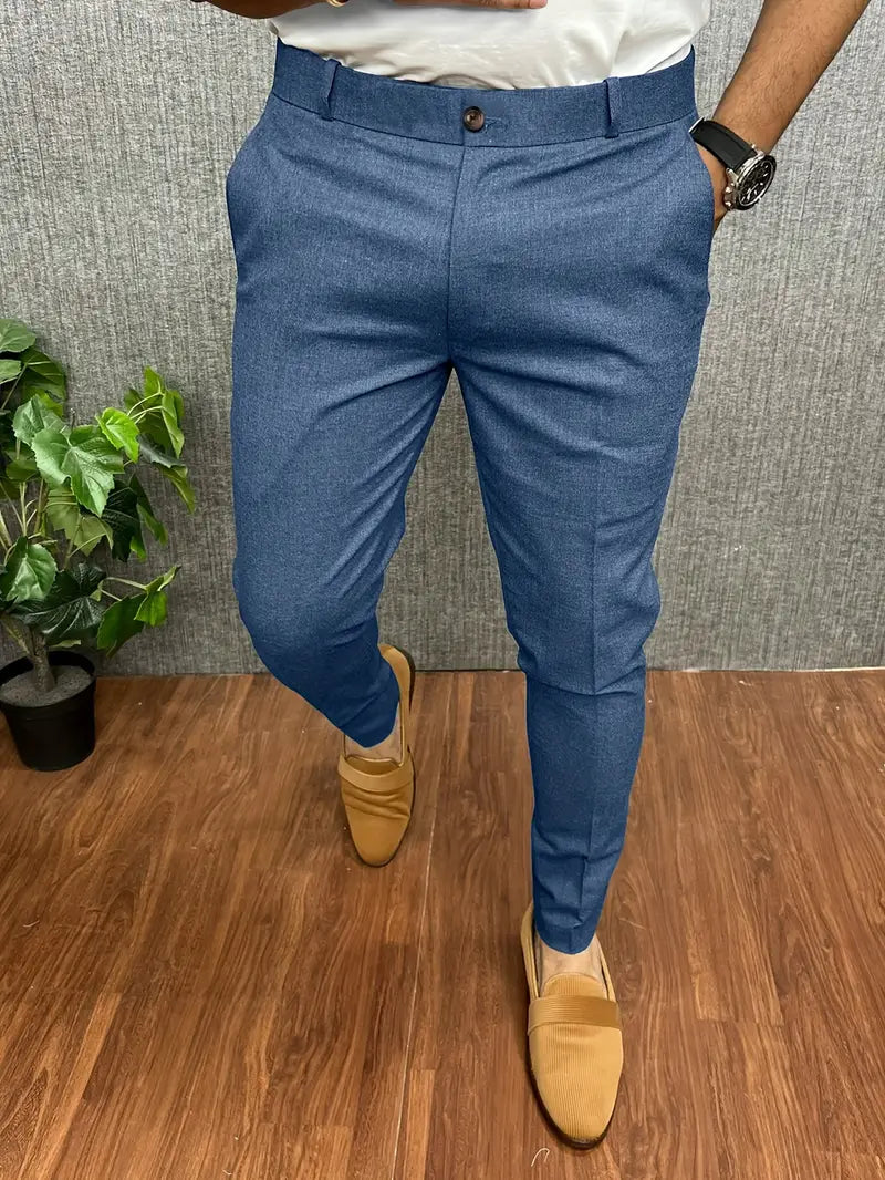 Spodnie Męskie Eleganckie Slim Fit Zwężane Nogawki
